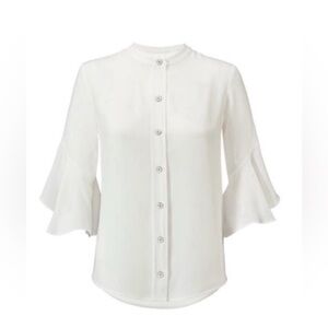 CAbi #5521 float flutter 3/4 sleeve blouse button front Medium